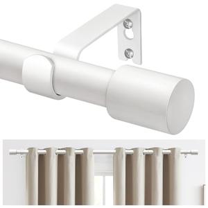 TONIAL White Curtain Rods 32 to 58 Inch(2.6-4.8ft), Adjustable Splicing Window Curtains rod, 3/4 Drapery Rods for Windows 20 to 53 Inch(1.7-4.4ft), Decorative Single Rod with Modern Cap Finial