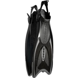 Cressi Palau Adjustable Open Heel Snorkeling Swim Fins Blue (L/XL | US Man 11/13 | US Lady 12/14 | EU 44/47, Black/Titanium)