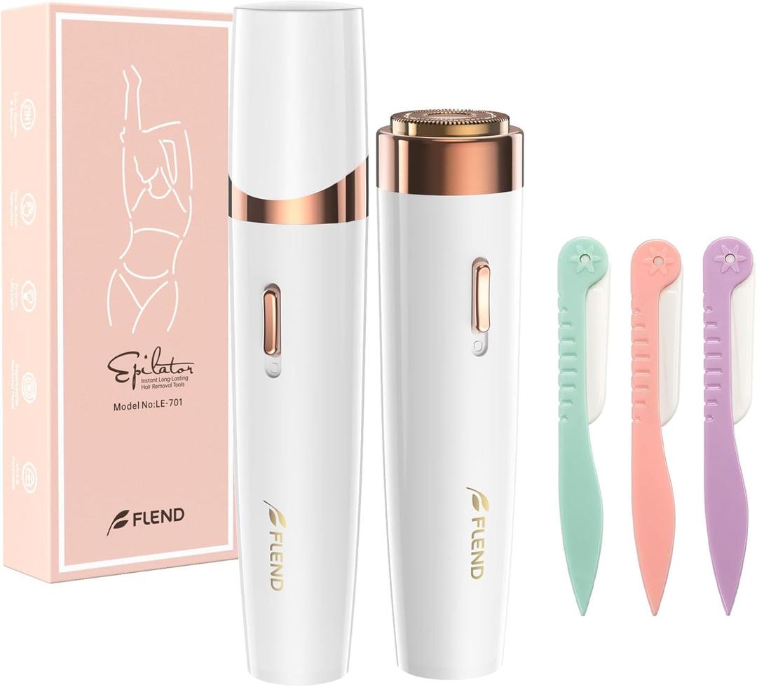 Women's Facial Epilator, 2-in-1 Epilator Women's Face with LED and 2 Cleaning Heads, Electrique Facial Epilator for Women, Hair Removal Epilator for Face, Armpit, Leg, Intimate Area