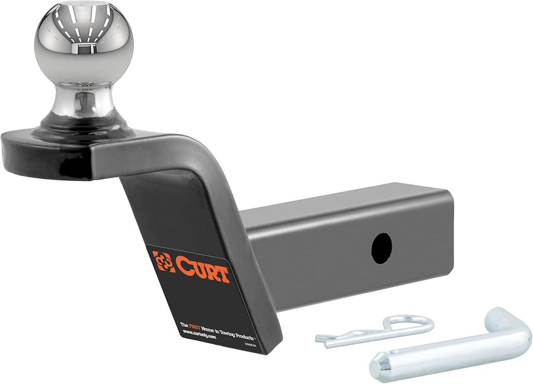 CURT 45155 Fusion Trailer Hitch Mount with 2-Inch Ball & Pin, Fits 2-In Receiver, 7,500 lbs, 2" Rise
