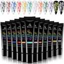 SEISSO Stamping Nail Polish Gels, 12 Colors Stamping Gels 0.25 Fl Oz Soak Off Printed Gel UV Stamp Nail Gel for Nail Stamp Plate Stamper DIY Nail Art Design