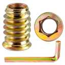 3/8"-16 Threaded Inserts for Wood Nutsert Furniture Screw-in Nut 20mm Length Hex Drive, 20 PCS