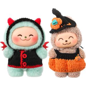 2 Sets Halloween Doll Clothes for 17 cm Doll Cute Pumpkin Demon Costume Outfit Set Fits 6.7 Inch Clothes Accessories for Halloween Holiday Daily Costume
