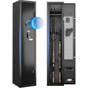 KAER 2-3 Safe, Safe for Rifles and Pistols, Rifle Safe, Cabinet with Digital Keypad Lock, Rifle Safe with 4 Slots and Pistol Pockets for Secure Storage in Garage, Bedroom, Living Room (01 - BLACK)