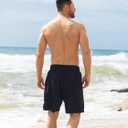 Angel season Men's 7" Quick Dry Swim Trunks with Compression Liner 2025 New Beach Board Shorts Bathing Suit with Pockets (Black, L)