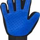 2 x Silicone Pet Grooming Glove 5-Finger Deshedding & Massage Mitt for Dogs & Cats Wet & Dry Hair Removal Glove with Adjustable Strap (Right Hand), Blue