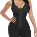 YIANNA Fajas Colombianas Shapewear for Women Tummy Control Post Surgery Full Body Shaper Butt Lifter with Zipper Crotch,YA7275-Black-XL
