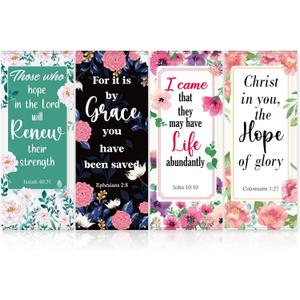 4Pcs Church Banners with Scripture for Sanctuary Wall Worship Classical Christian Banner Inspirational Religious Praise Hanging Sign Watercolor Flower Welcome Backdrop for Church Sunday School Decor
