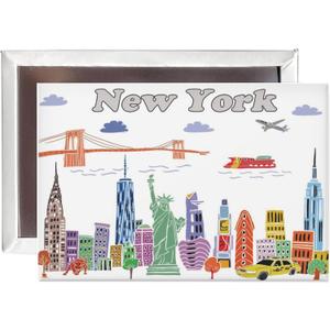 3 x City Themed Artwork Magnet Collection by Beary Blu - Designed in The USA, Collectible Souvenirs Gifts 2.5" x 3.5" (New York)
