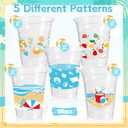 100Pcs Beach Pool Party Decoration Cups, 12 Oz Summer Disposable Cups for Summer Beach Pool Hawaiian Luau Birthday Party Decoration Supplies