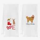 IWXYI Christmas Golden Retriever Hand & Tea Towels, Waffle Weave - 16x24 Set of 2
