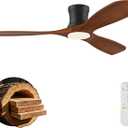 52In Wood Low Profile Ceiling Fans with Lights Remote,Flush Mount,Outdoor
Quiet,Natural Wood& Black,Hugger Remote Control Ceiling Fan for Outdoor Indoor Patio Bedroom Living Room,Dimmable LED,3 Blade