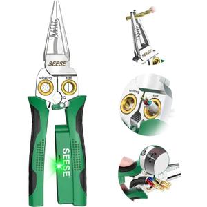 8-in-1 Wire Stripper Pliers: Compact Portable Multi-Function Electrician Tool - Wire Stripping/Wire Cutting/Wire Crimping for Circuit Repair, Outlet Installation & Professional Use