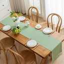 Alsoo Green Table Runners 90 Inches Long, Rustic Small Table Runner with Tassels, Boho Farmhouse Linen Texture Table Decor for Holiday Party and Wedding, 13x90 Inches, Sage Green (13"X90", 6-8 Seats)