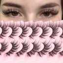 Geeneiya Lashes Wispy Mink Natural Eyelashes Spikes Lash Extensions Look Fluffy False Eyelashes 18mm Long Strip Lashes Cat Eye Eyelashes Fairy Look 7 Pairs Multipack