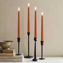 Orange Flameless Taper Candles with Remote, Flickering LED Candlesticks Battery Operated Spring Home Decor Candle Set of 12