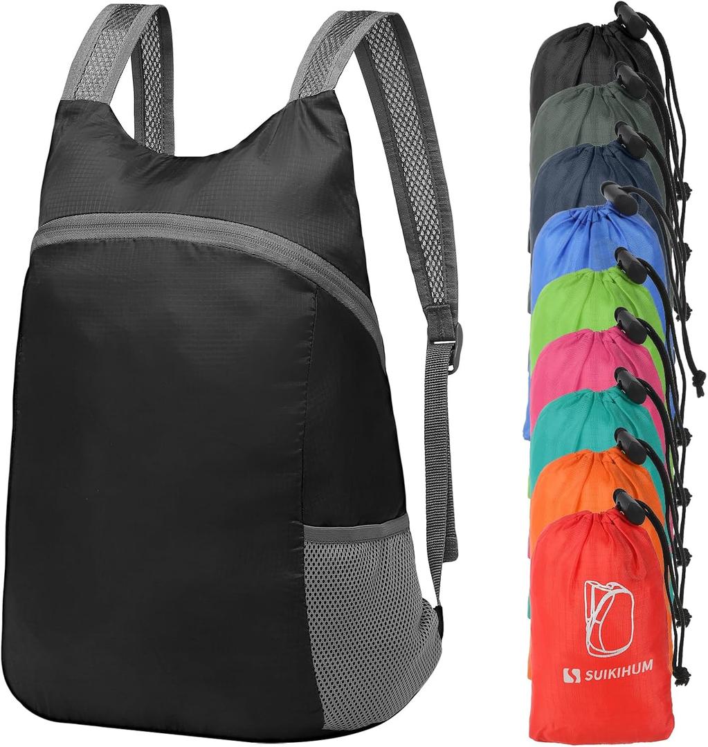20L Ultra Hiking-Daypack Lightweight Foldable Travel Packable Backpack for Camping Cycling Outdoor, Black