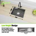 15x15 Inch Stainless Steel Small Kitchen Sink-5.5 Inch Low Height Design Single Bowl Drop In Topmount Small Kitchen And Bar Sink Ensure Individuals With Limited Mobility Easily Accessing And Using