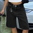 EMMIOL Women Jorts Baggy Jeans Jorts Outfits High Waisted Denim Y2K Shorts Summer Bermuda Shorts Streetwear (Black, XXL)