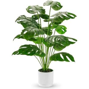 Der Rose Fake Plants Large Artificial Monstera Faux Potted Plants Indoor Tall for Outdoor Floor Front Porch Tree Decor