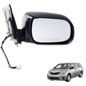 Passenger Side Power Door Mirror w/Heated Compatible with Toyota Sienna 2004-2010 Heated Manual Folding Black Outside Rear Right View Mirror, Replacement for 87910AE020 TO1321205