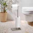 Gatco 1443SN Modern Square Base Toilet Paper Holder Stand with Storage, Satin Nickel, 21.13"H