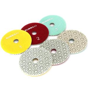 Dry/Wet 3 Step Diamond Polishing Pads 4 Inch for Granite Marble Quartz Concrete