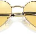 2 x Eiuizah Polarized Heart Sunglasses for Women Men - Cute Trendy Sun Glasses Metal Frame UV400 Protection Lens, Gold Frame/Yellow Lenses