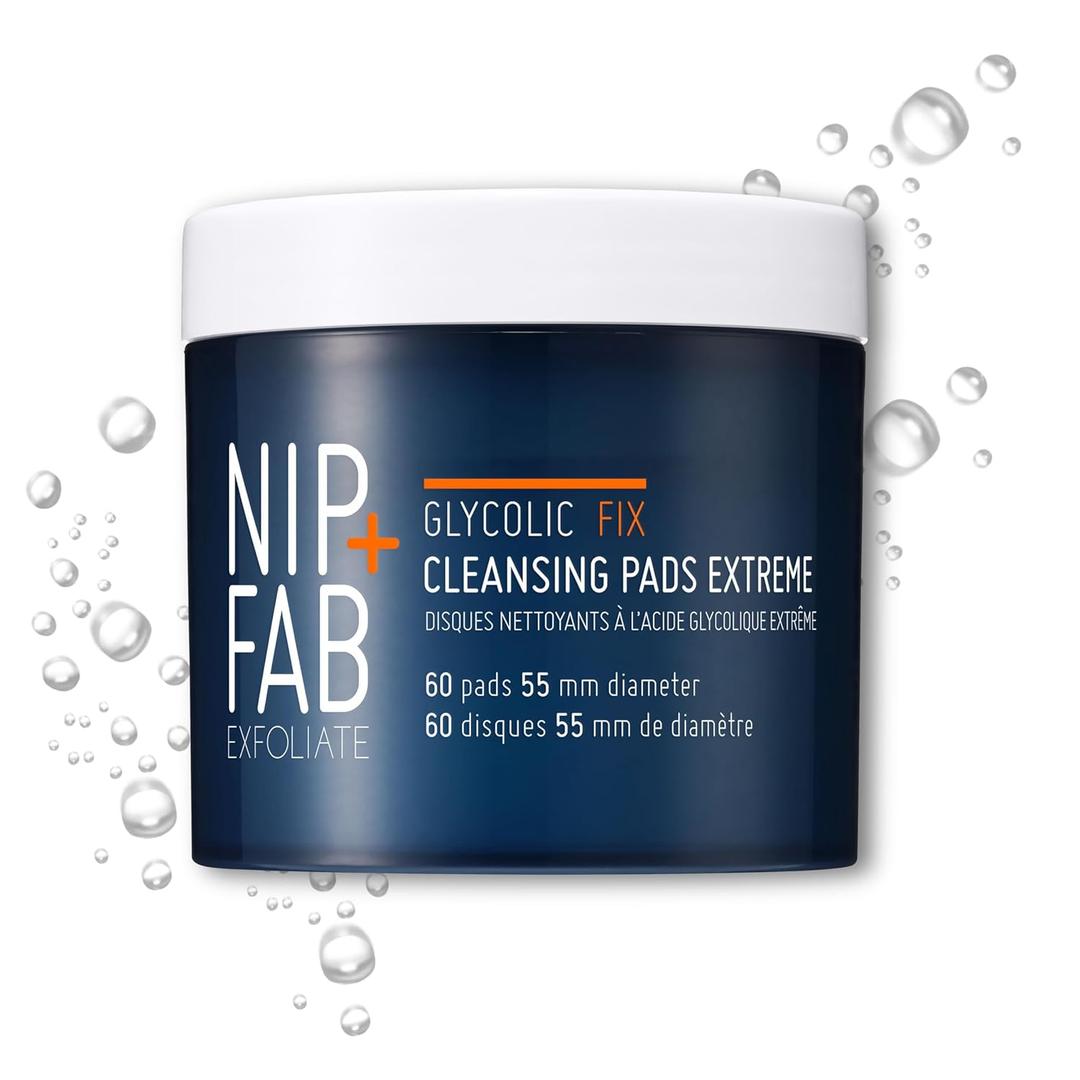 Nip + Fab Glycolic Fix Night Pads Extreme (60 Count)  5% Glycolic Acid Exfoliating Face Pads with Salicylic Acid  Resurfacing AHA BHA Chemical Peel for Blemishes & Texture