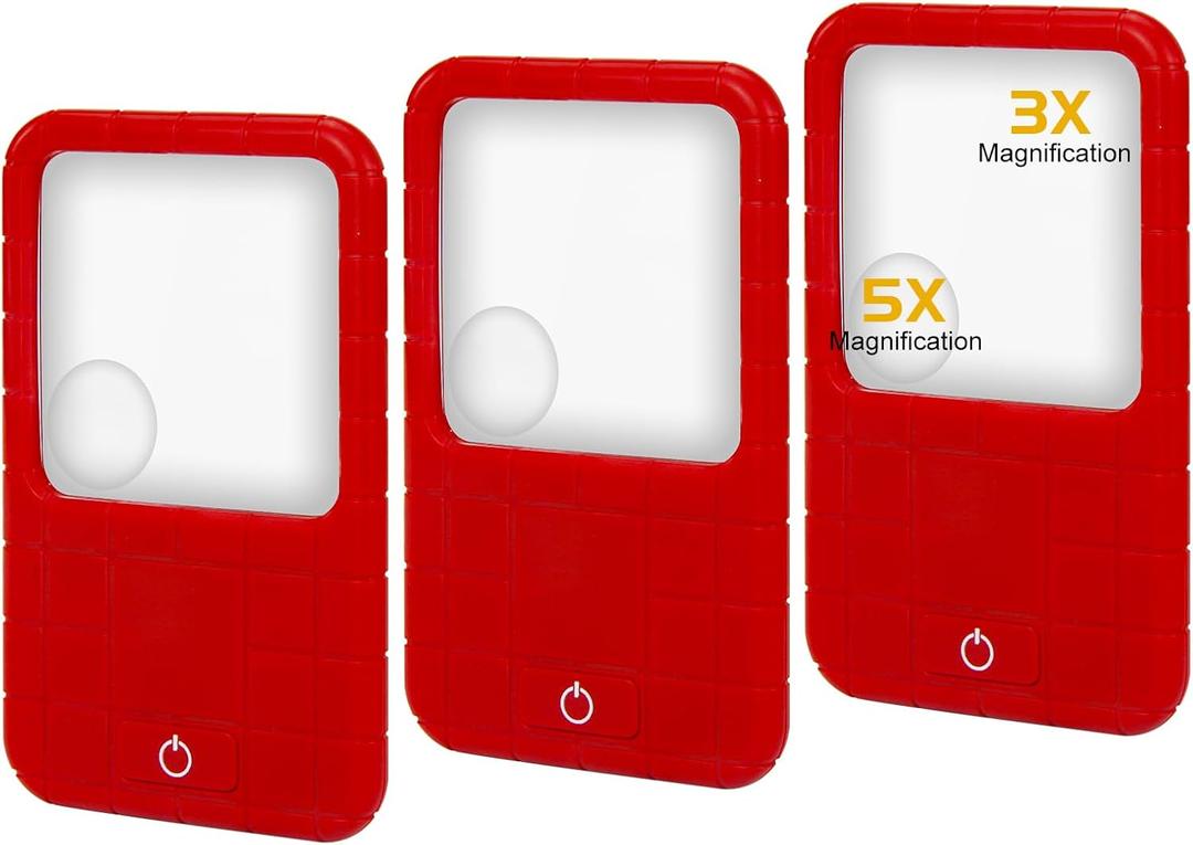 3X 5X with Light Magnifying Glass, Battery-Powered Portable LED Magnifying Glass (3pk), Suitable for The Elderly to Read, Examine, Coin, Jewelry, Explore, Close Work