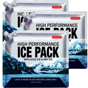 Reusable Ice Packs for Coolers Long Lasting Gel Freezer Packs for Cooler Bag Lunch Box,Keeps Food Cold Fresh (3 Pack, S(6.5"x7.5"))