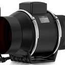 6 Inch Inline Duct Fan with EC Motor - High Performance 45W, 2600rpm Speed, 430 CFM Airflow for Optimal Ventilation in Bathrooms, Kitchens & Grow Tent, 3D Printer (Black)