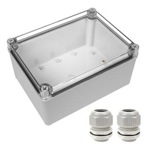 LeMotech Junction Box IP67 Waterproof Dustproof Electrical Box Project Box DIY Enclosure Gray with Transparent Clear Cover, External Size 7.9x5.9x3.9in (200x150x100mm)