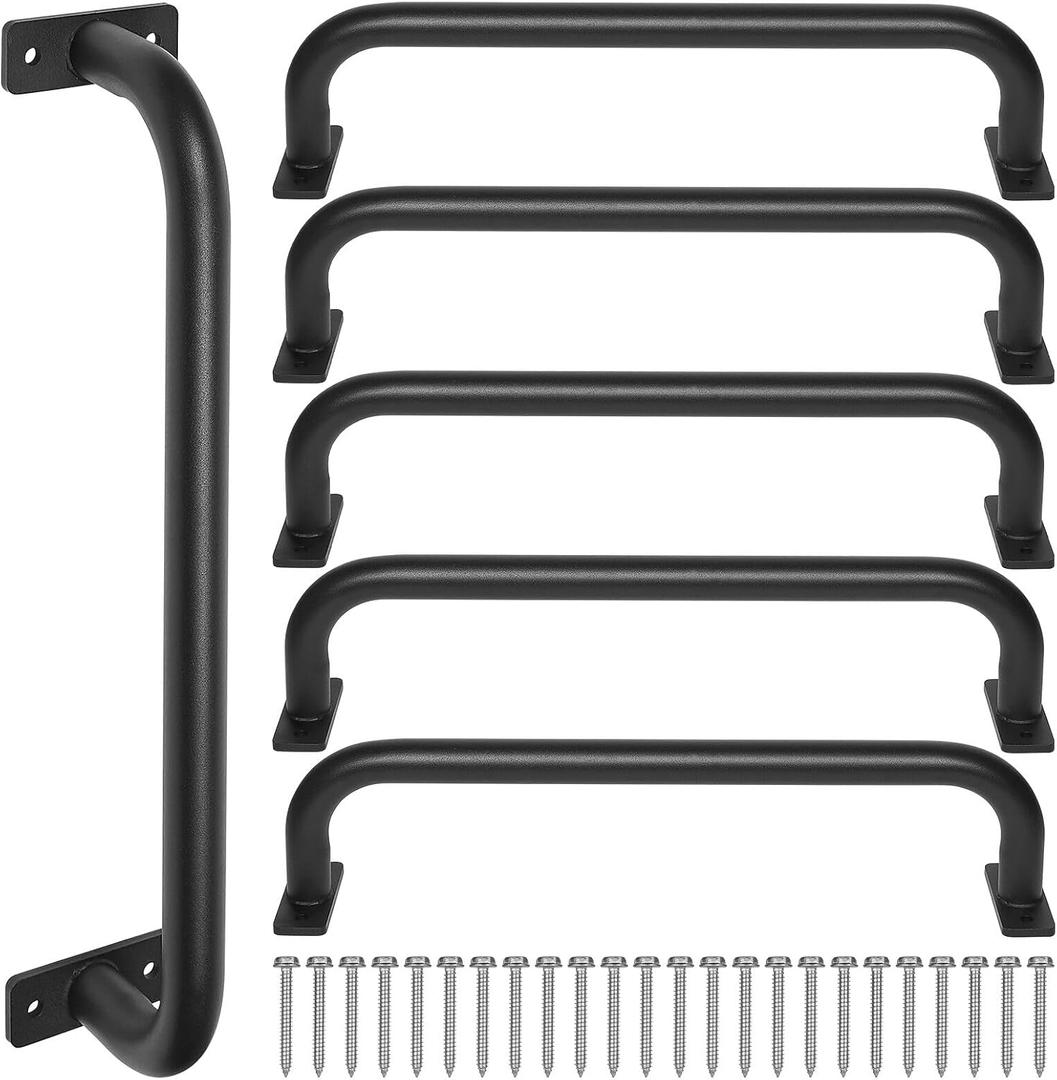 ESPETS 17 Inch 6 Pieces Black Metal Safety Handles for Playground - Swing Set Accessories Grab Handles, Playset Hand Grips, Indoor Monkey Bars for Jungle Gym, Playhouse, Climbing Frame