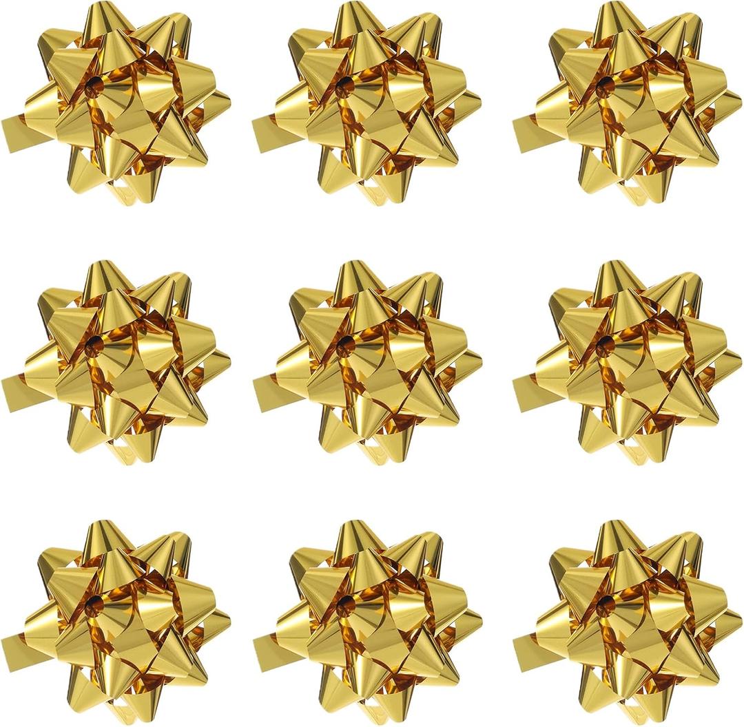 24 Large Gift Bows,3.5 inches, Bows for Gift Wrapping and Presents,Christmas Bows,for Parties, Birthdays, Weddings or Other Holidays. (Gold)