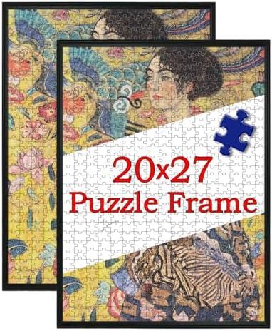 CGRLVDXW Premium 1000 Piece Puzzle Frame, 20x27 Frame for Puzzle to Display Your Puzzles and Art, Easy to Assemble Jigsaw Puzzle Frame Kit with High Definition Protective Cover(Black,2 Packs)