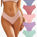 FINETOO Women’s Seamless Underwear Soft Stretch Briefs Invisibles Hipster V Cut cheeky No Show Bikini Panties 5 pack, Medium