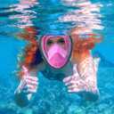 QingSong Full Face Snorkel Mask for Adults, Snorkeling Gear with Camera Mount, 180 Degree Panoramic View Snorkel Set Anti-Fog Anti-Leak (Large-X-Large, 2 Pack - Black+Pink)