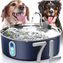 Dog Water Fountain for Large Dogs 7L/236oz Stainless Steel Dog Water Bowl Dispenser Automatic Pet Water Fountain, Multi-Filtration Pet Fountain with Ultra-Quiet Pump (Navy)