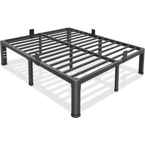 Bilily 14 Inch Queen Bed Frame Metal Platform with Round Corner Legs,3500 LBS Heavy Duty Steel Slats Support,Headboard Compatible,No Box Spring Needed,Easy Assembly,Mattress Retainer,Underbed Storage