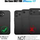 Nvollnoe Compatible with iPhone 17 Case with Card Holder Dual Layer Heavy Duty Protective Shockproof Hidden Card Slot Slim Wallet Phone Case for Women&Men 6.3 inch(Black)