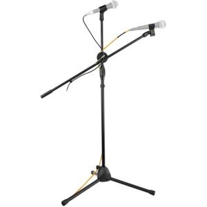 Rockville GIGSTAND Dual Metal Microphone Stand with (2) Mic Clips, 26.37 Detachable Boom Arm, Adjustable 31"-55" Height, Foldable Tripod Base