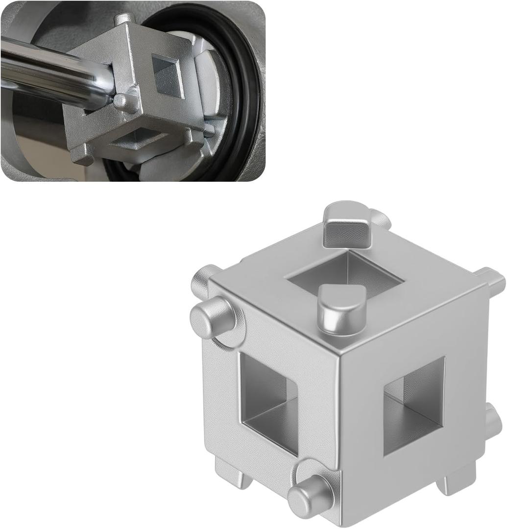 Car Cube Brake Caliper Compression Tool with 3/8" Square Drive Hole,6 Sides Brake Piston Tool for Adjusting Pistons,Steel Car Accessories Rear Brakes Caliper Tools for Disc Brakes