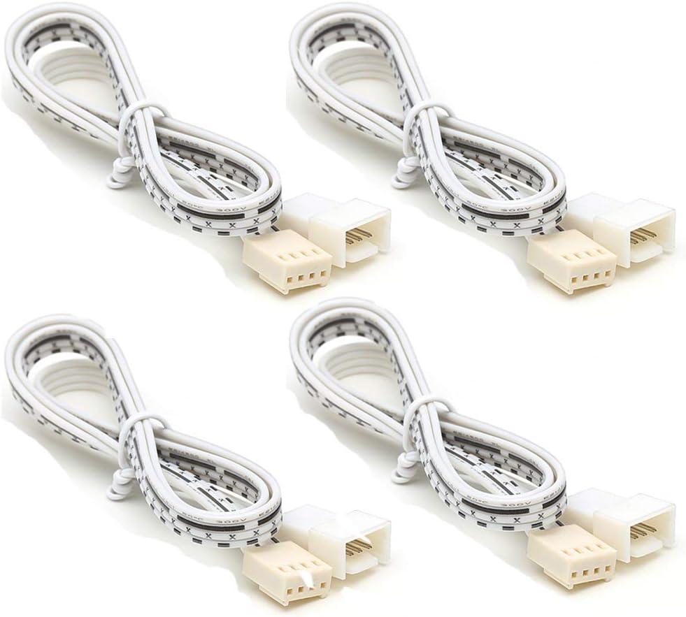 Flexible Extension Cables for AIBOO RGB Color Changing LED Under Cabinet Kitchen Lighting 59 inch, 4-Pin Male and Female Cable Connector Extension Cords (4 Pack)