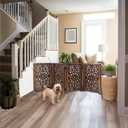 Croft&Cane Wooden Foldable Pet Dog Safety Gate – 4 Panel Freestanding Indoor Pet Fence - 13 inches W x 25 inches H – Hand-Carved Solid Wood & MDF – Fully Assembled - Dark Walnut