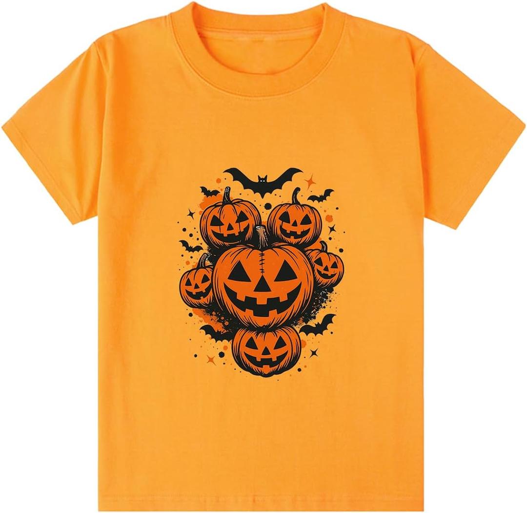 Halloween Shirts for Kids Boys Girls Toddler Halloween Shirt Pumpkin Shirts Ghost Clothes Short Cotton Sleeve Tee 2T-8Y (3-4T)