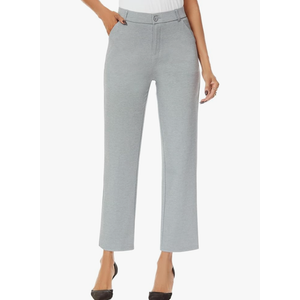 iChosy Women's Straight Leg Dress Work Ankle Pants Business Office Casual Slacks with Pockets Grey, Size 6