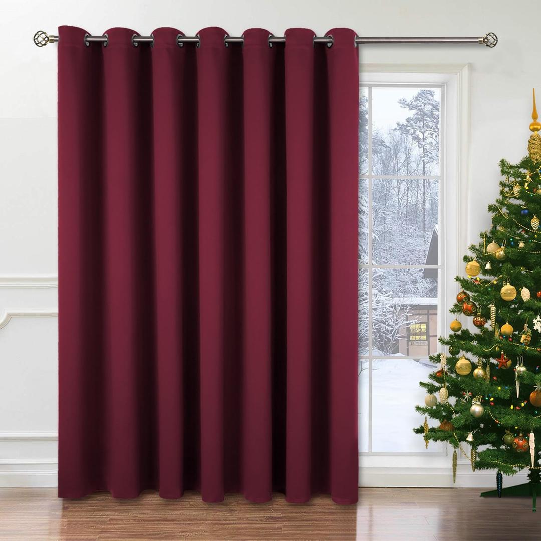 BGment Fashion Sliding Door Curtain 100 X 84 Inches, Wide Thermal Blackout Curtains Room Darkening Room Divider Window Curtain, 1 Panel, Burgundy Red, 84 Length X Wide 100