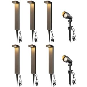 EDISHINE Low Voltage Landscape Lights Kit, 3.2W LED Pathway Lights & 3.2W 240LM Spotlight, 12V Outdoor Landscape Lighting with Connectors, Aluminum Waterproof for Walkway Yard Garden Path
