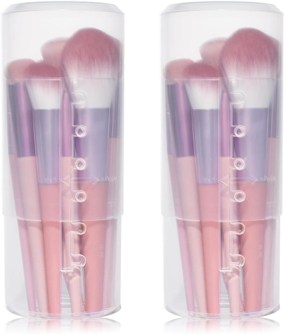 Retractable Travel Makeup Brush Holder, Clear Plastic Brush Cup with Lid, Portable Brushes Organizer for Makeup Artists | Vanity, Multi-Purpose Pen Pencil Container & Straw Holder, 2pcs